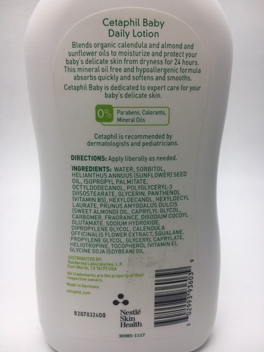 Cetaphil Baby Daily Lotion w/ Organic Calendula, 13.5 oz Face & Body New C24 C