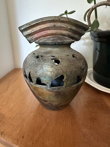 工芸品 Vintage vase from artec Vintage Raku Pottery Vase, Signed Aet | Chairish