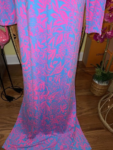Pre-owned Lilly Pulitzer Morgann Maxi Aura Pink Leaf An Impression Size Xl In Multicolor