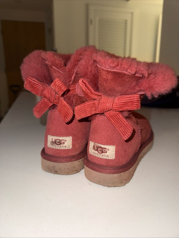 UGG Mini Bailey Bow Corduroy Suede Boots Red | eBay