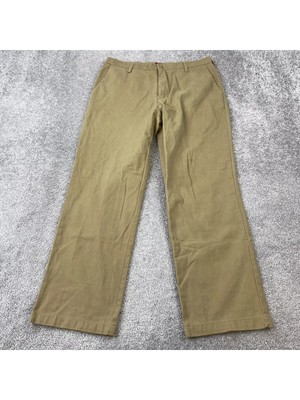 MERONA Mens The Ultimate Khaki Beige Flat Front Classic Pants 33 X 32