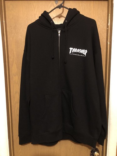 Thrasher Logo Zip Up Hoodie Black - Size XL Brand New With