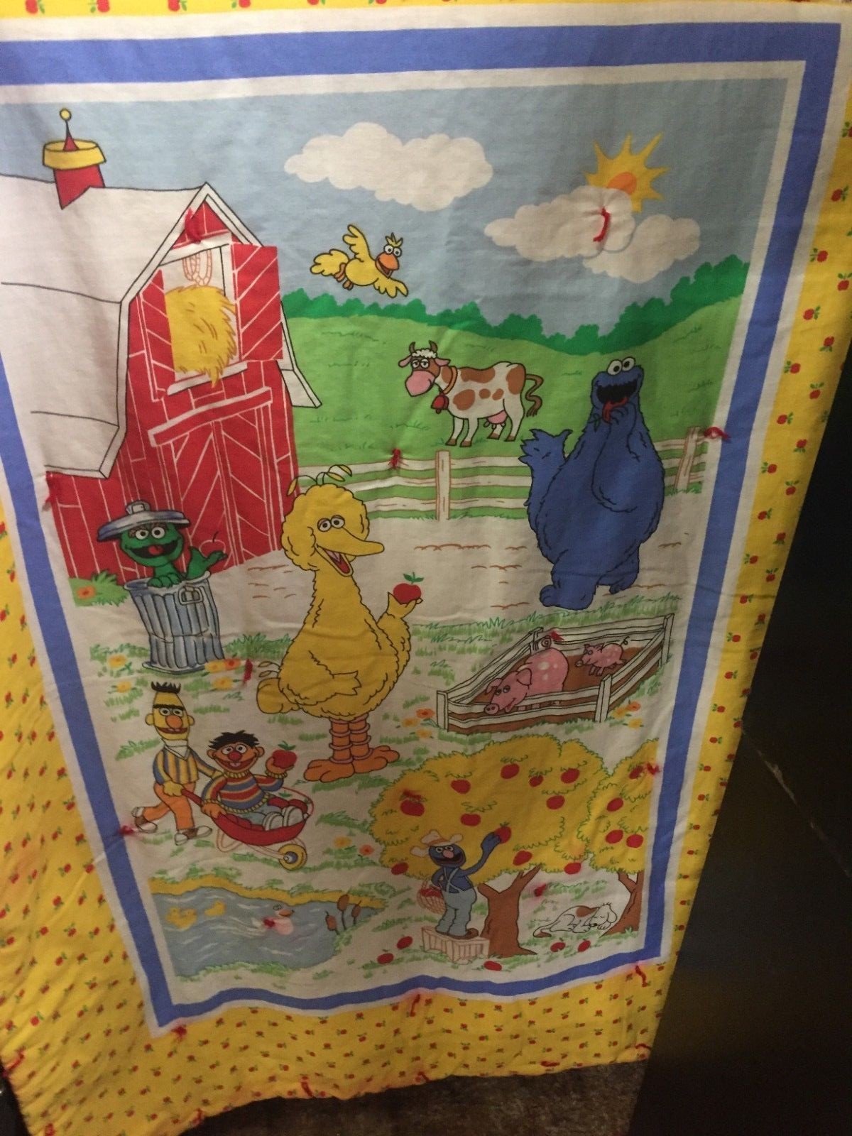 Sesame Street Baby Nursery Quilt Bright Colors Barn Farm Scene with Characters