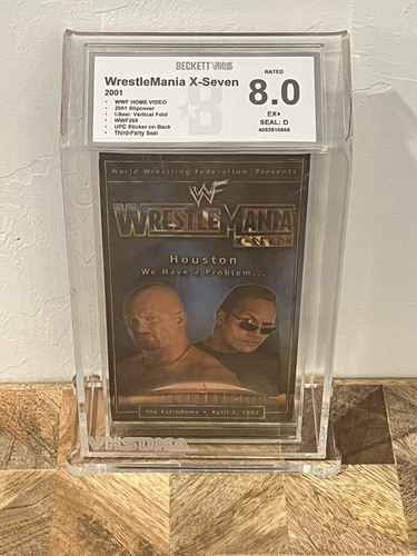 WrestleMania X-Seven 17 2001 Sealed VHS Beckett 8.0 Seal D Rock