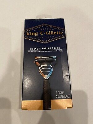 King C Gillette 5 Blade Shaving & Edging Razor 1 Black Handle + 2 Blade Refills