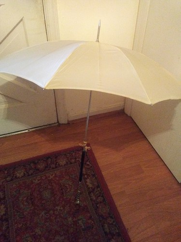 Antique 1930s Umbrella Parasol with Amber Handle