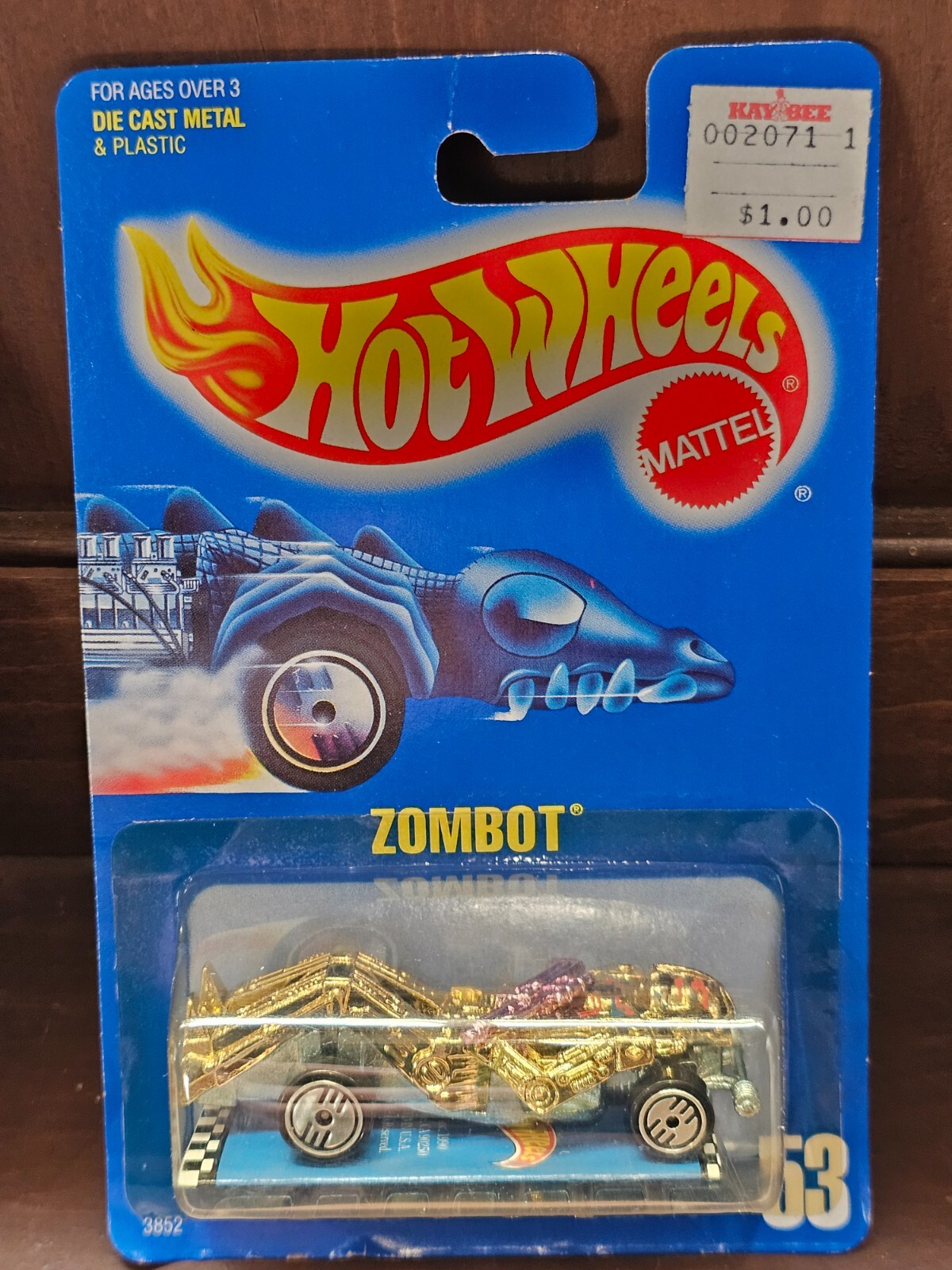 Hot Wheels Gold Zombot Pink Gun No. 53 New On Blister Card