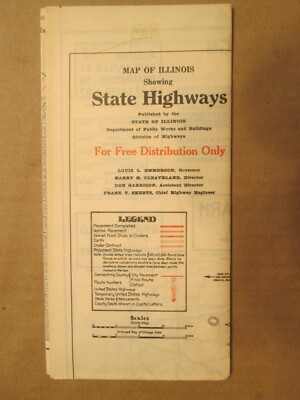 Official Highway Road Map of Illinois 1930