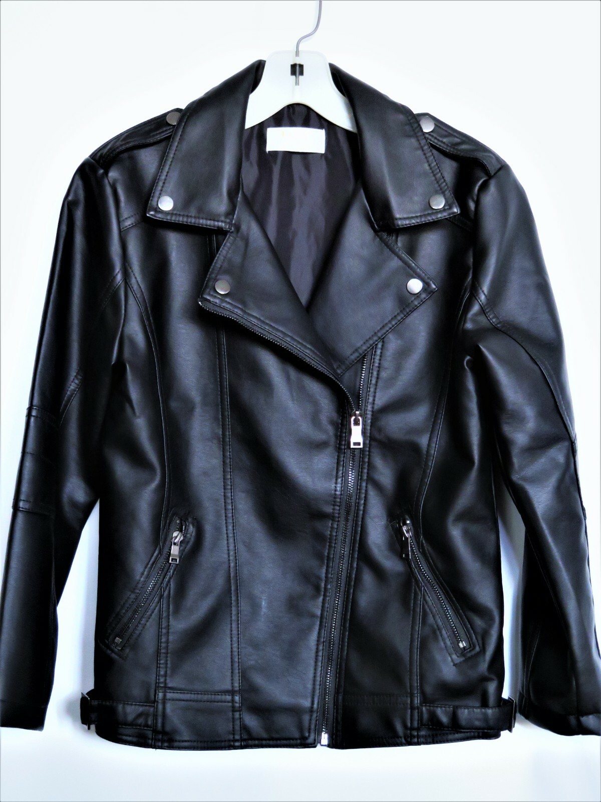 LJYH Soft Black Faux Leather Jacket Moto Teen 13-14 Years