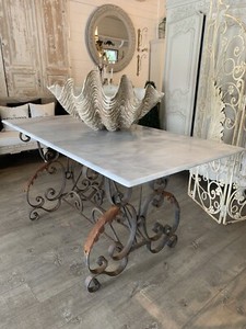 6 Seater Marble Top Wrought Iron Base Indoor or Outdoor ...