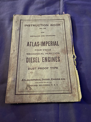 Atlas Imperial Diesel Engine Instruction Book 4 Cycle Injection Brochure