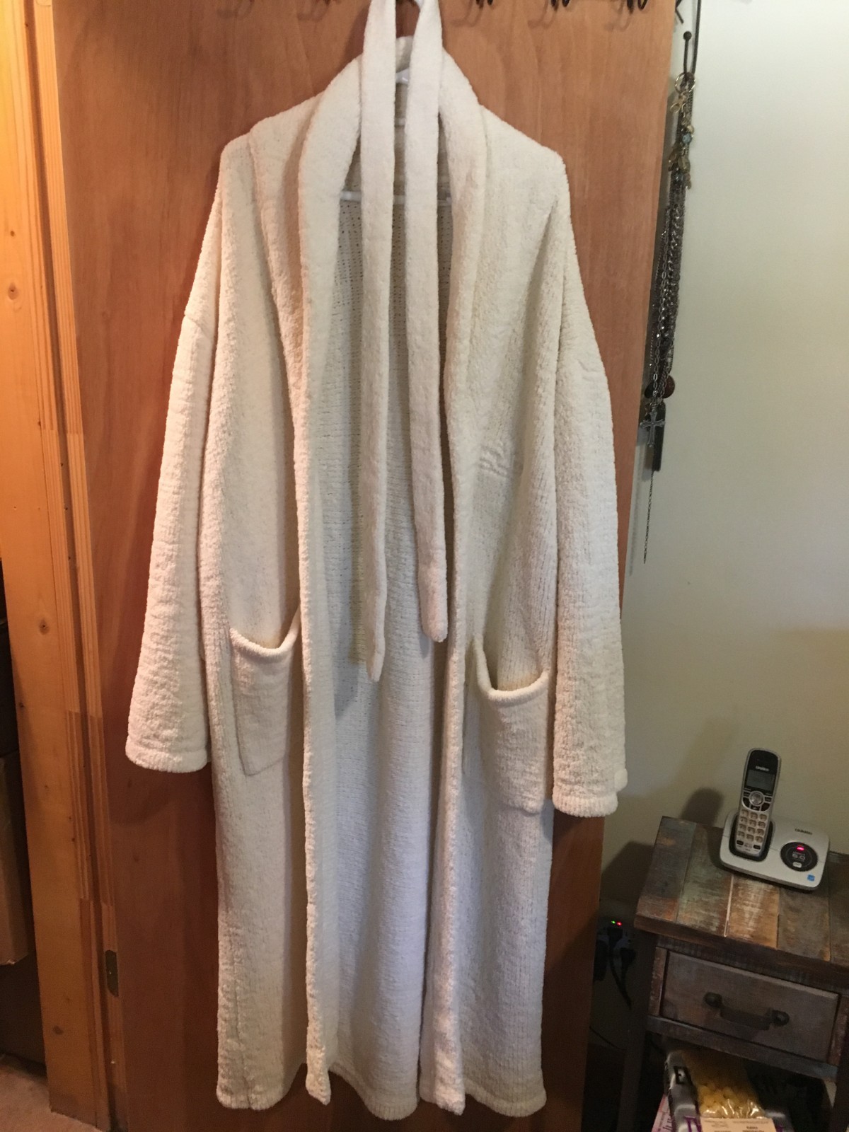 Kashwere Shawl Collared Luxury Spa Robe Ivory Extra Large XL with pockets Unisex