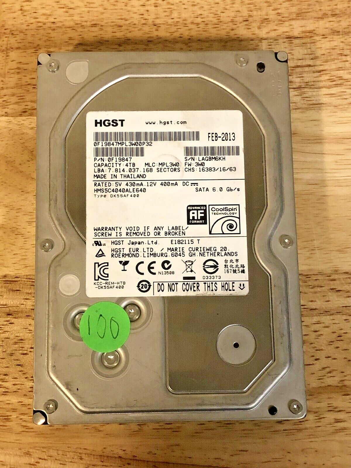 Hitachi HGST 0S03361 HMS5C4040ALE640 4TB 3.5インチ HDD SATA