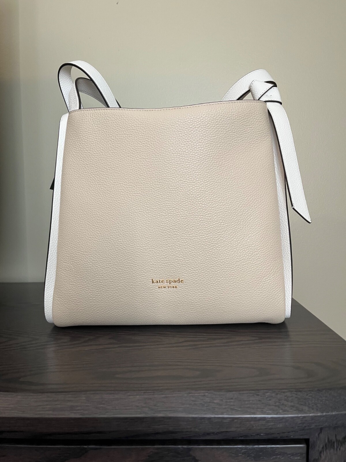 Kate Spade Colorblock Large Knott Shoulder Bag Mountain Pass Cream
