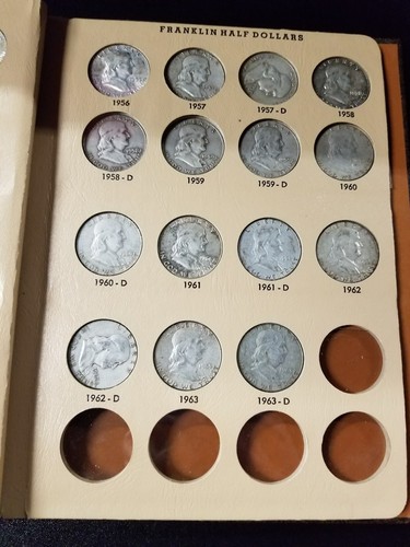 Completed Set of  Vintage 1948-1963 Franklin Half Dollars