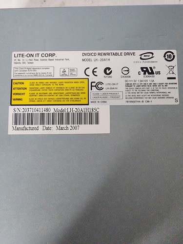 LITE-ON IT LH-20A1H Optical Disc DVD CD Rewritable Drive
