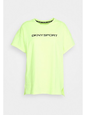 

Женская зеленая хлопковая футболка DKNY SPORT с манжетами и логотипом Active Wear Plus, Зеленый