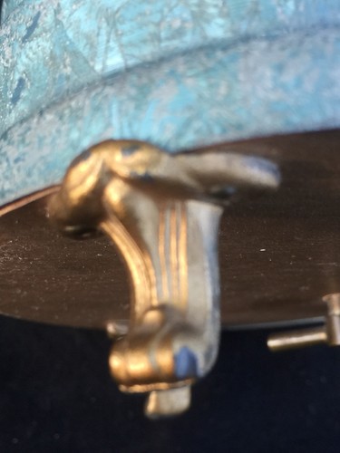 Vintage Musical Beehive Powder Box & Mirror With Metal Claw Feet Legs