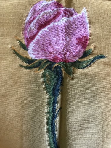 Osborne Little Lorca Embroidered ROSE Woven Fabric, Golden Yellow, Pink