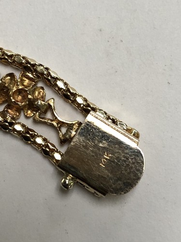 14K Black Hills Rose/white/yellow Gold Womens Bracelet 8 Inch 14.5 Grams!