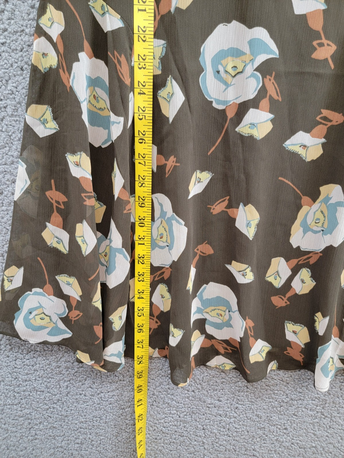 Lauren Ralph Lauren Petite Floral Flutter-Sleeve Dress Women's 10P Brown Multi - Picture 7 of 17