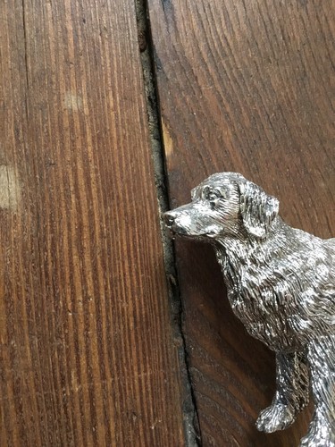 Vintage Sterling Silver Dog Golden Retriever Artist Signed 925 FIGURINE 5 1/2”