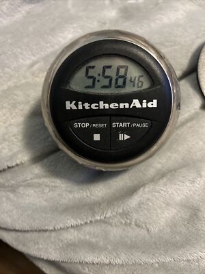 KitchenAid Digital Timer Black Chrome Working 9 Hour 59 Minutes Kitchen Timer