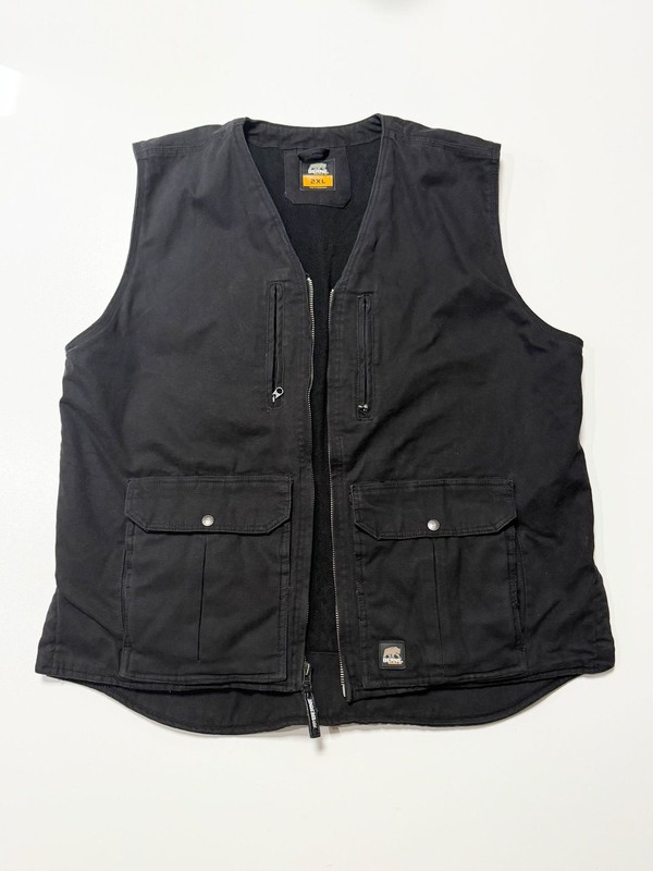 Berne Workwear Utility Vest Size 2XL Black Duck Canvas Fleece Lined Heritage
