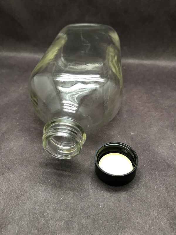 Brockway SaniGlass 16 ounce (3xvi) Glass Bottle w/ Raised Marks Lined Screw Cap