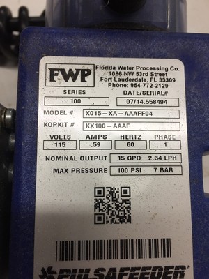 PULSAFEEDER #X015-XA-AAA-FF04-SERIES 100-VOLT 115-OUTPUT 15 GPD