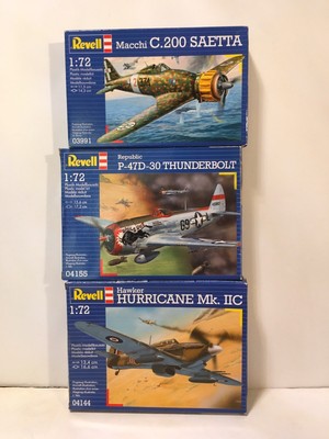 Revell 1:72 Model Lot Hurricane MK IIC P-14D-30 Thunderbolt Macchi C200 Saetta