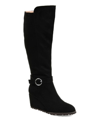 

JOURNEE COLLECTION Женские черные туфли на танкетке Veronica на каблуке с молнией, Черный, VERONICA-BLK-055