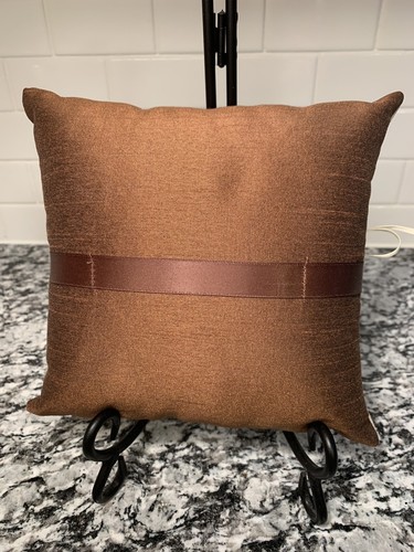 Weddingstar Love Birds Ring Bearer Pillow Tan & Brown - Square - Handle