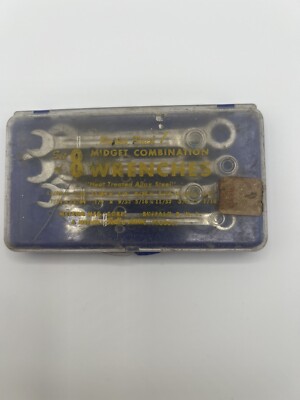 Vintage  Meteor  Set Of 8 Midget Combination Wrenches Pocket Pack (Missing 2 )