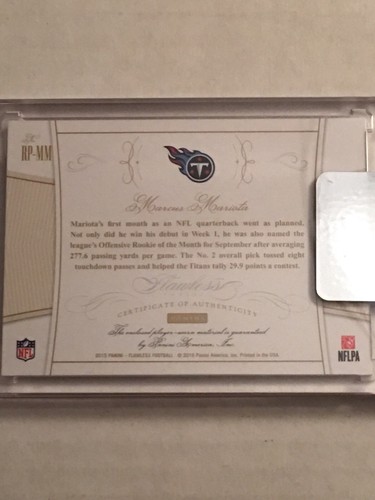 2015 Flawless Marcus Mariota 3-Color Patch /20 Titans