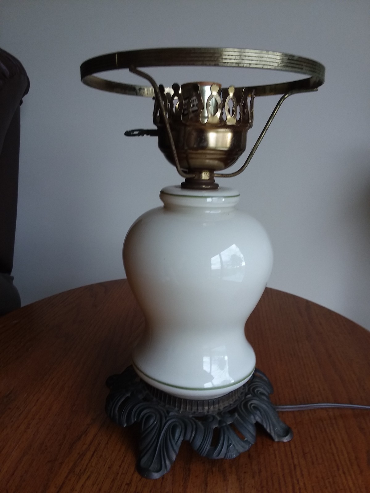 Accurate Casting Co.  hurricane lamp brass base & ceramic bottom