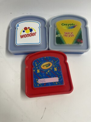 Sandwich Container Lunch Holder Crayola Wonder Bread Set Of 3