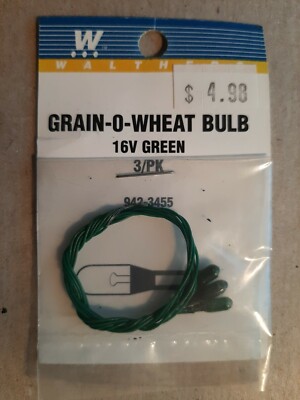 WALTHERS GRAIN-O-WHEAT BULB, 16V GREEN 3/PACK
