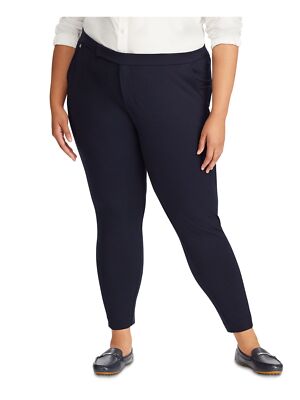 

RALPH LAUREN Женские темно-синие узкие брюки до щиколотки для работы с высокой талией Плюс, Navy, 202758961001