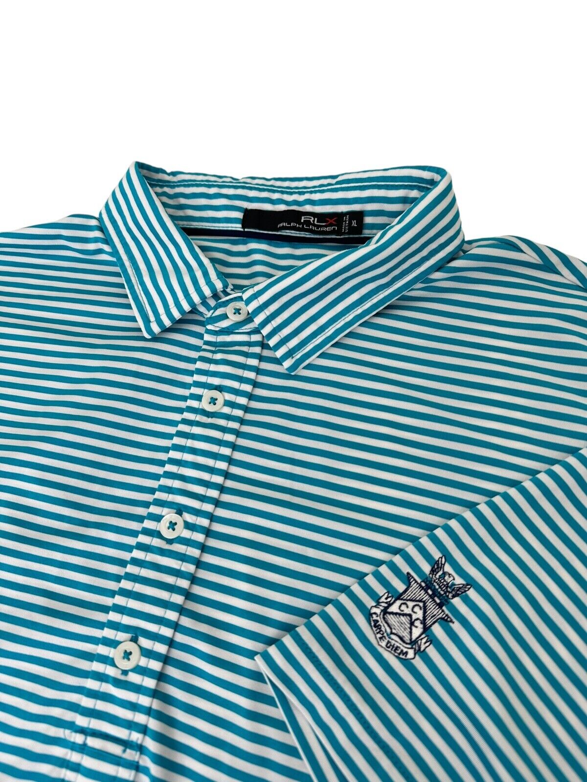 RLX Ralph Lauren Golf Polo Shirt Men's XL Blue Stripes RLX Ralph Lauren Golf Polo Shirt Men's XL Blue Stripes