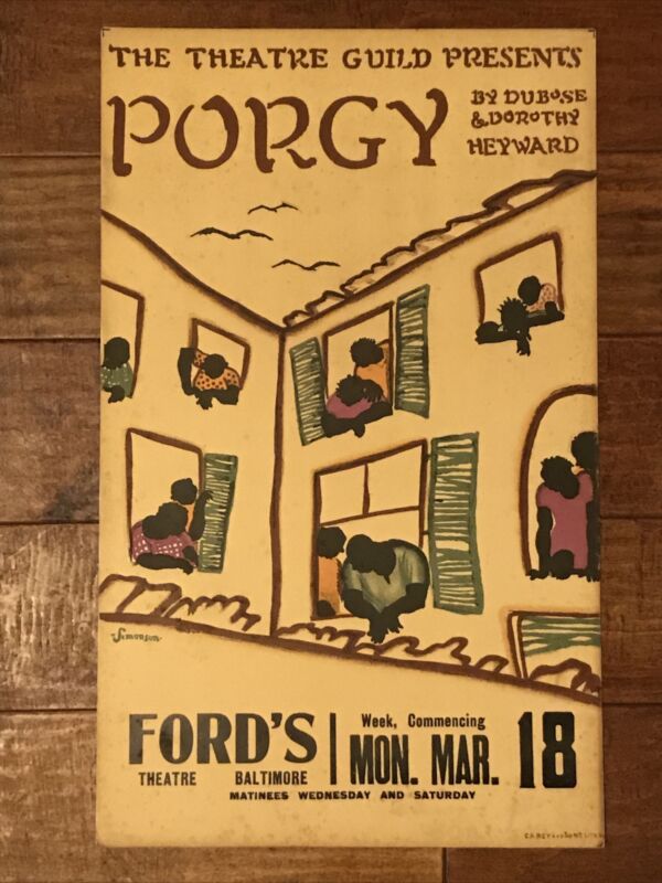 Porgy    -  Original  1928  Theater  Play Poster - Heyward And DuBose