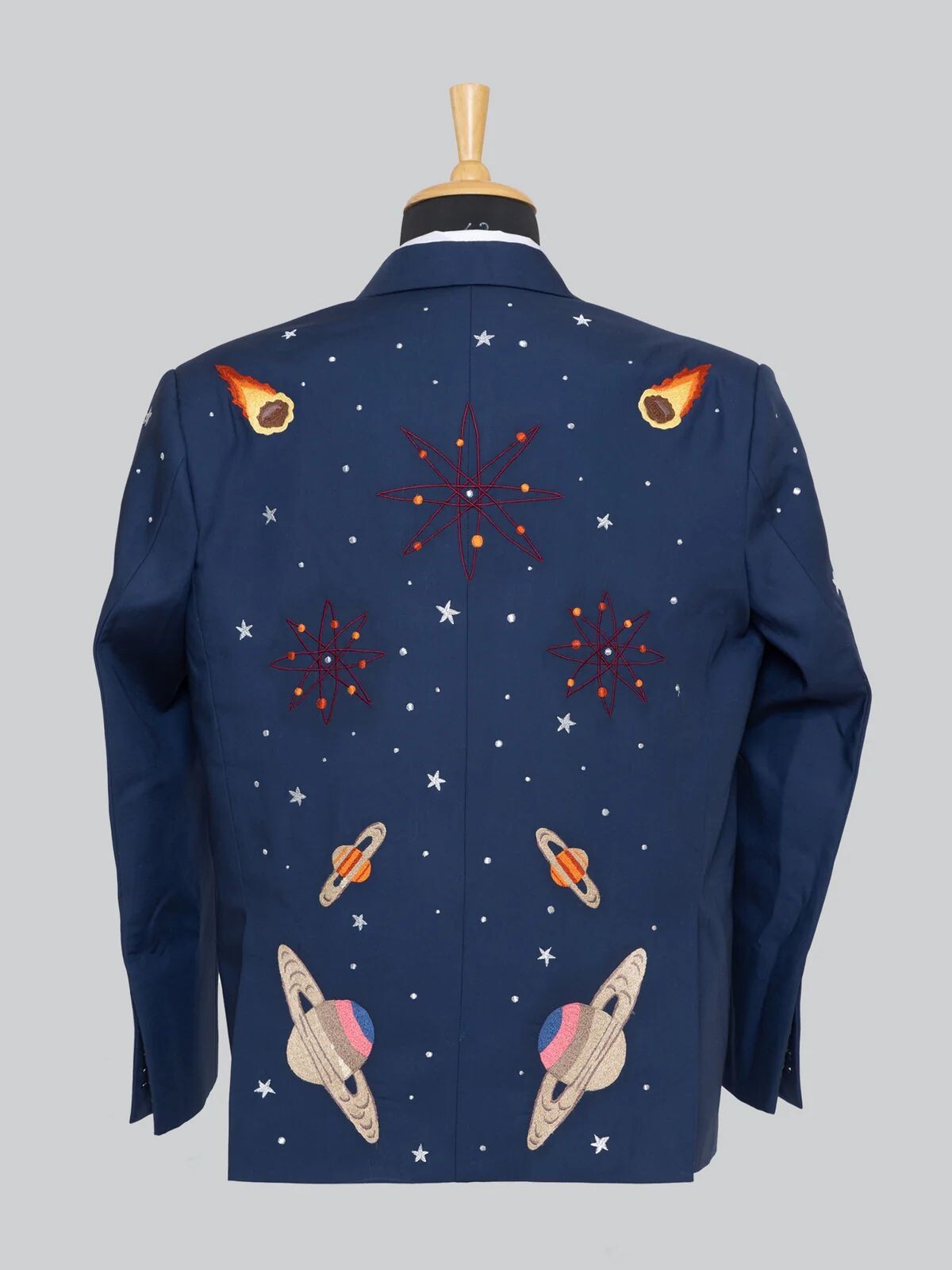 Pre-owned Custommade Men's Custom Made 2pc Wedding Western Space Universe Suite Blue Color