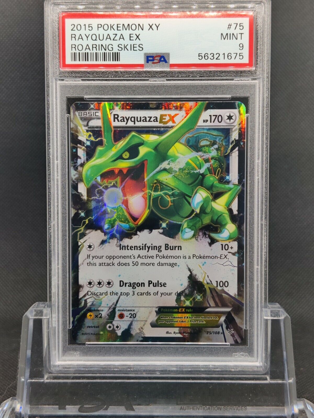 PSA 9 2015 XY Roaring Skies Rayquaza EX 75/108 HOLO Pokemon PSA 9 2015 XY Roaring Skies Rayquaza EX 75/108 HOLO Pokemon