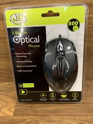 ~New~Wireless GEAR HEAD 3-Button OPTICAL Mouse Black with Built-in Wheel