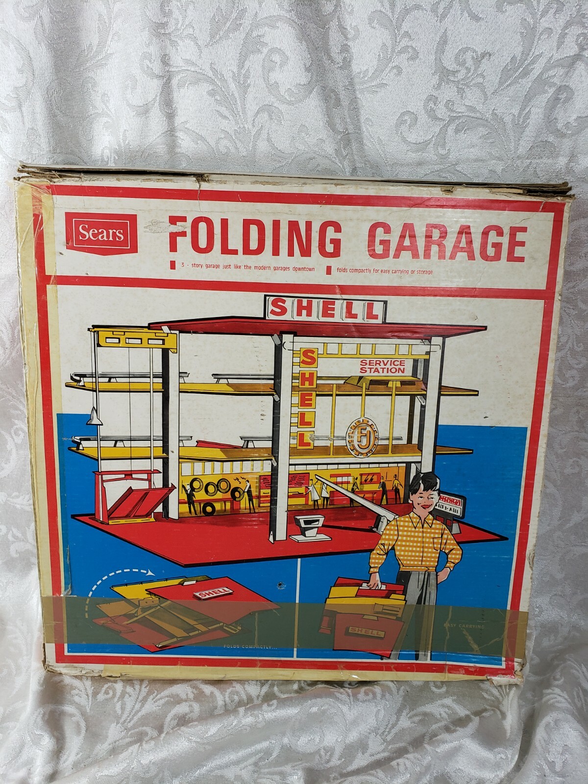 Vintage Toy Sears Folding Garage - Shell Gas Station