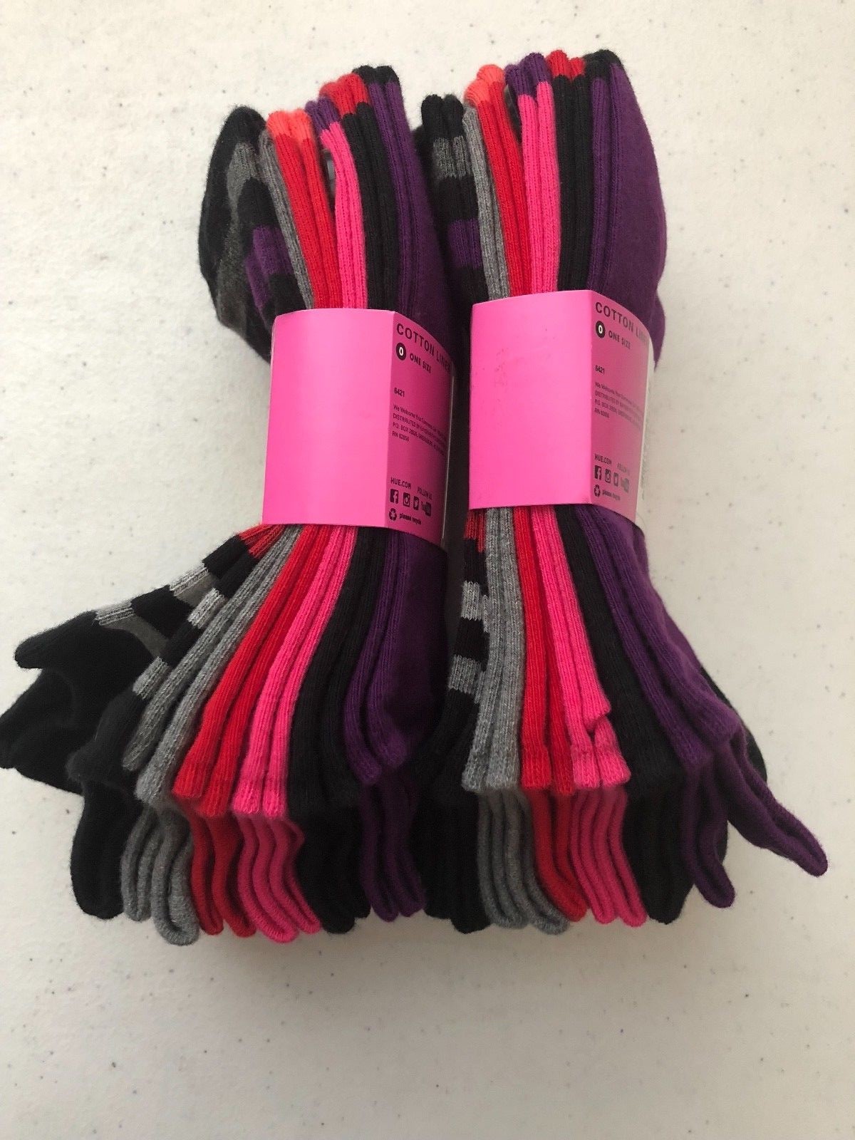 (NWT) Hue Women's 2/6-Packs Cotton No Show Socks Wide Stripe Pack Size 9-11