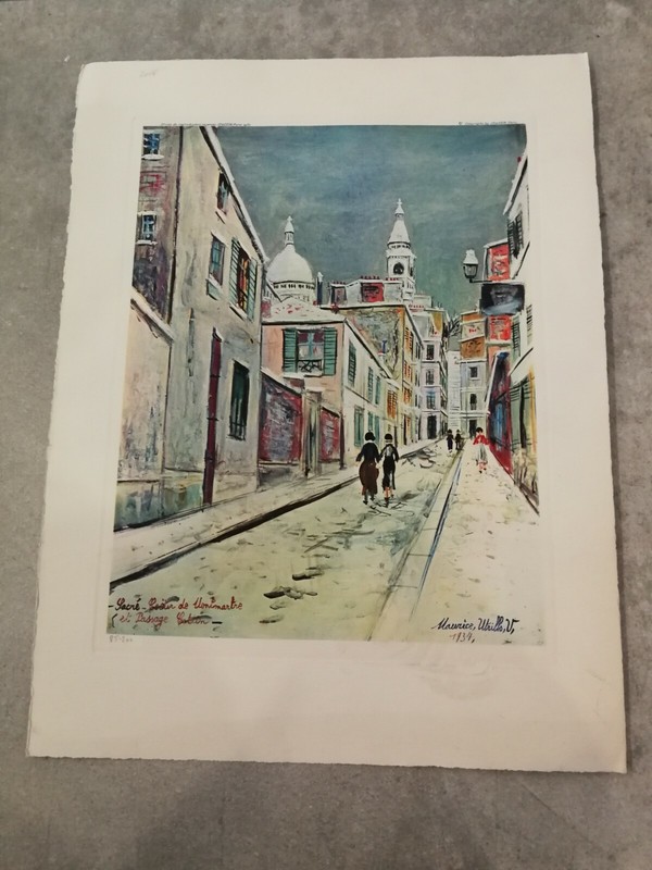 Litographie SacrÃ© Coeur De Montmartre Passage Cottin De Maurice Utrillo (Repro)