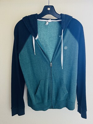 Element Jacket Womens Small Teal Black Full Zip Hooded Pockets Skateboard