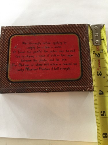 Vintage Mustard Plaster Paper Leaves Johnson Johnson Tin New Jersey