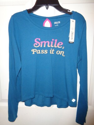NWT Girls Zelos Shirt Size Large L Teal Long Sleeve Top  NB04